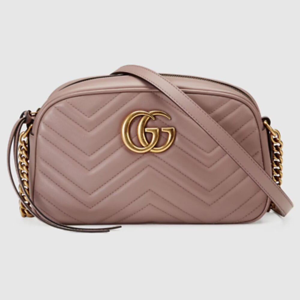 GUCCI MARMONT shoulder/crossbody bag dusty pink leather